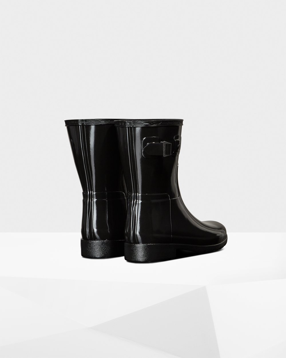 Women Hunter Refined Slim Fit Gloss | Short Rain Boots Black | NZ-81469-DQUP